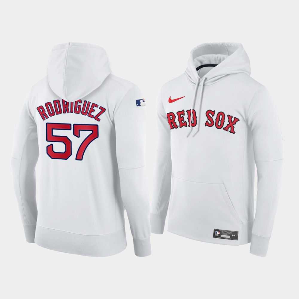Men Boston Red Sox 57 Rodriguez white home hoodie 2021 MLB Nike Jerseys
